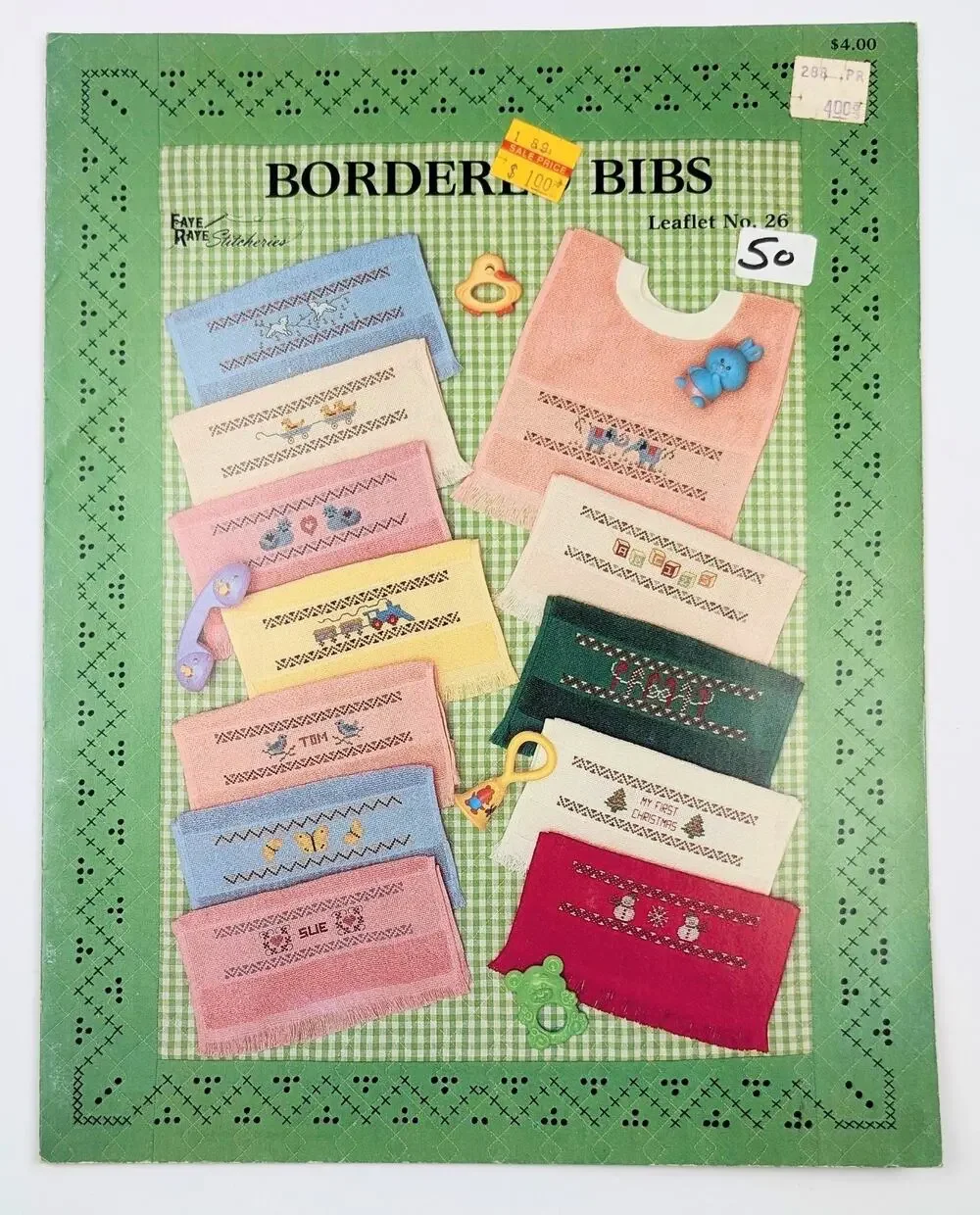 Faye-Ray Stitcheries Bordered Bibs Counted Cross Stitch Leaflet 26 © Sept 1987